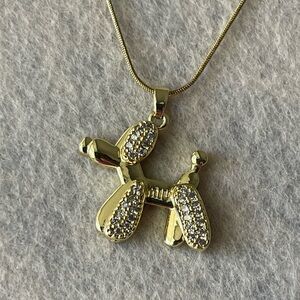 Gold Balloon Dog Pendant Necklace